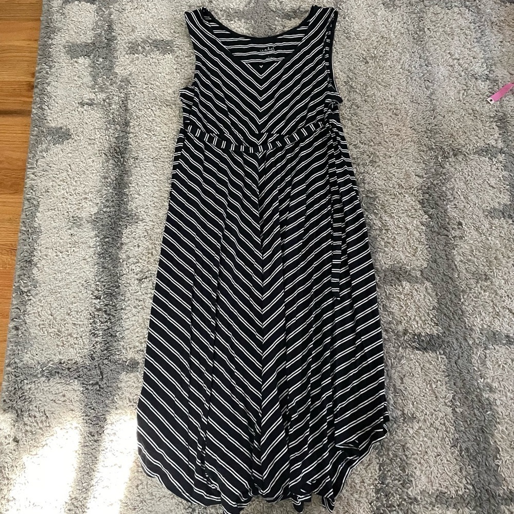 Isabel Maternity by Ingrid & Isabel Black and White Striped Midi Dress